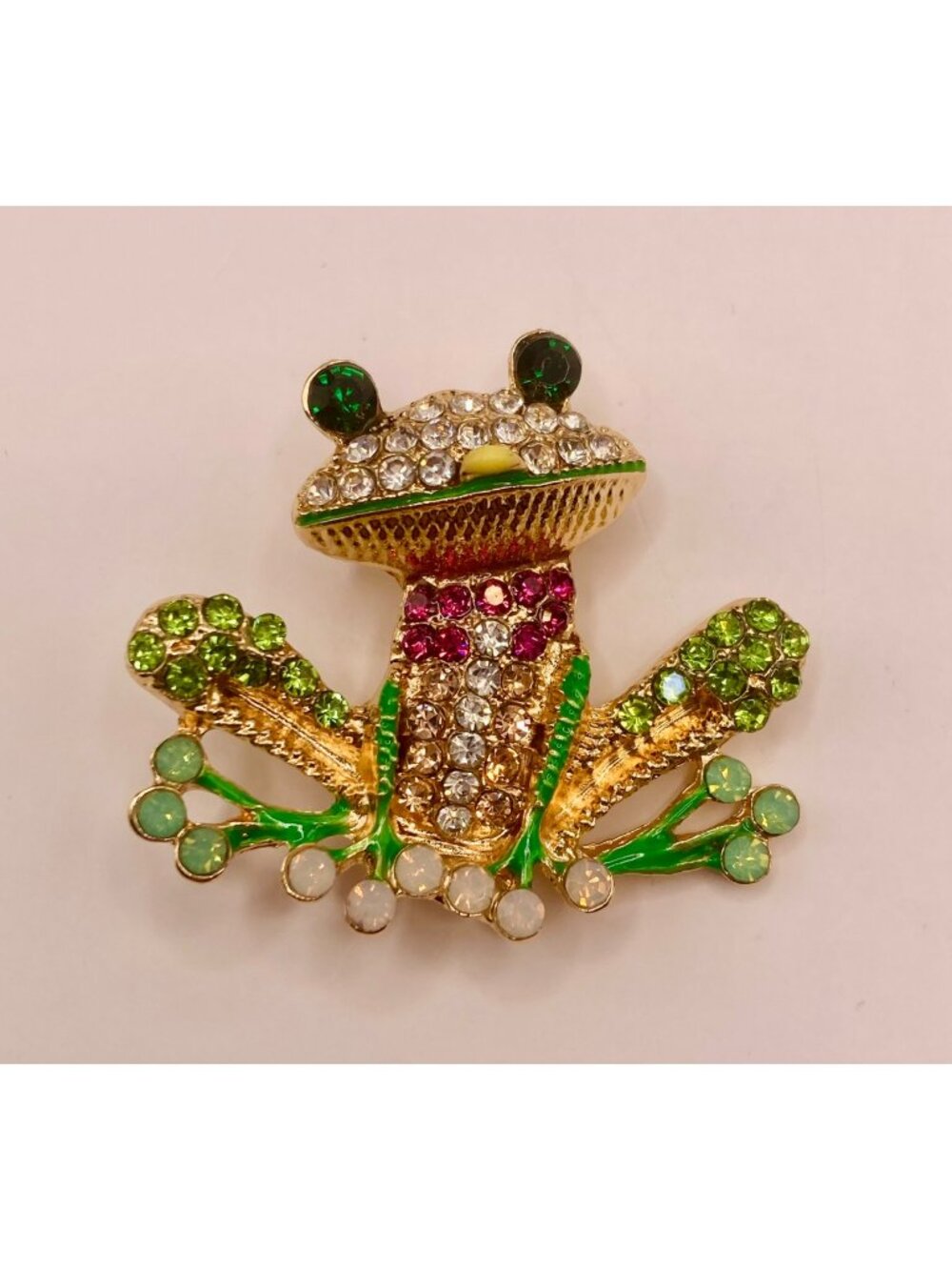 Rhinestone-Encrusted Frog Brooch Pin -98B